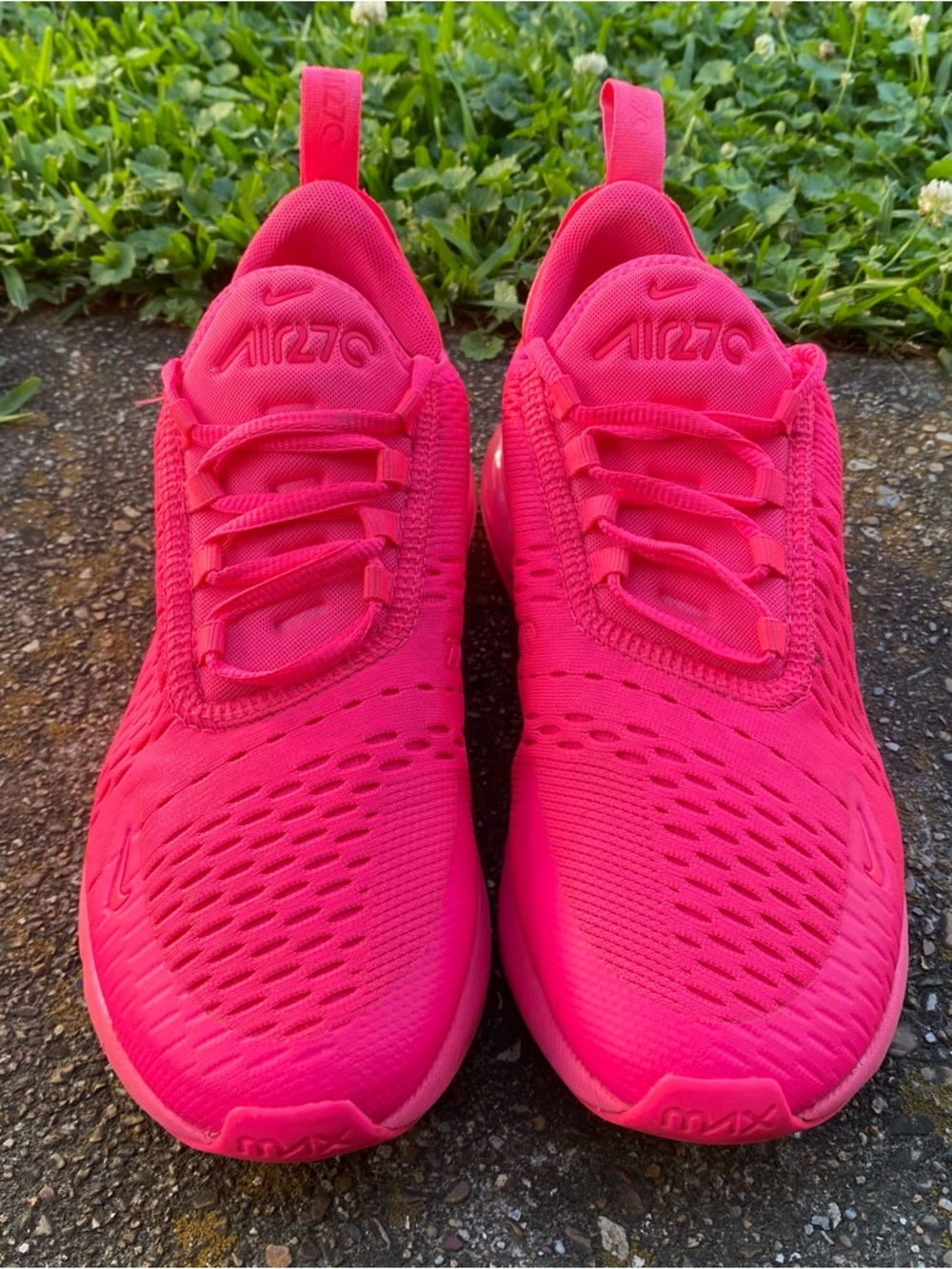 Nike Air Max 270 Athletic Shoes Triple Pink Hyper Pink Womens 8.5 Low Top
